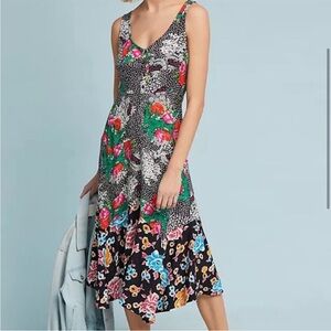 Anthropologie Maeve Violette Floral Midi Dress